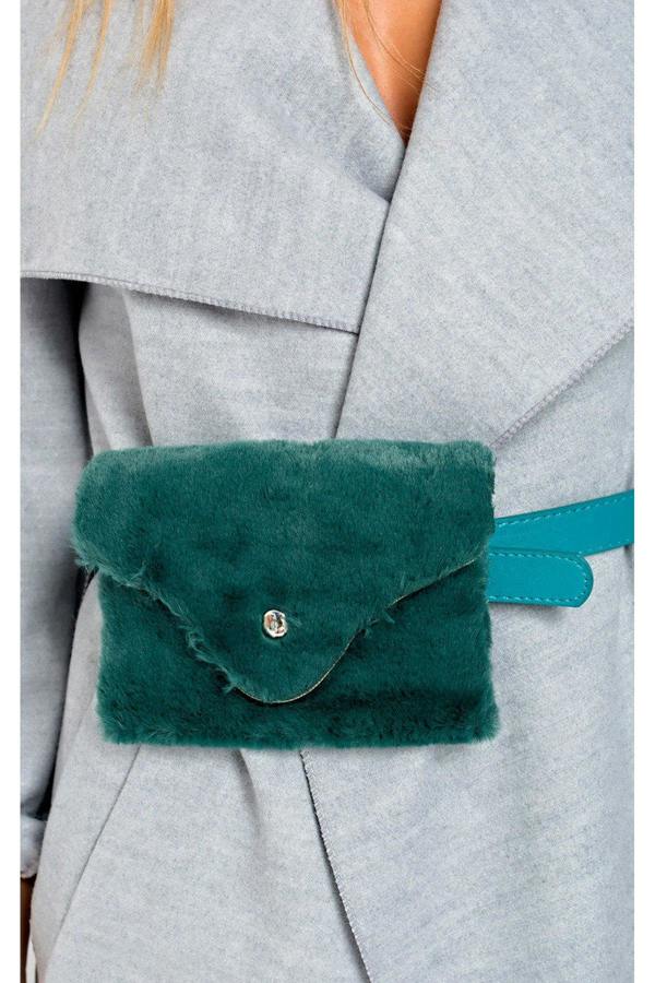 Evie Faux Fur Belt Purse - Jade