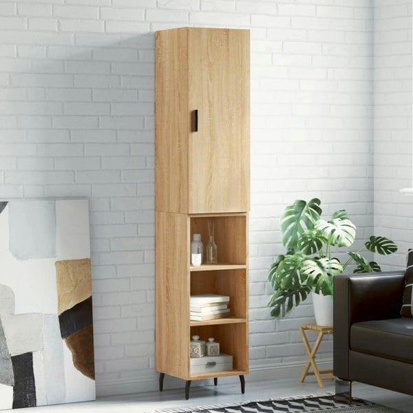 Berkfield Highboard Sonoma Oak 34.5x34x180 cm Engineered Wood