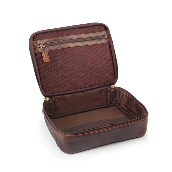 Savanah Leather Wash Bag open