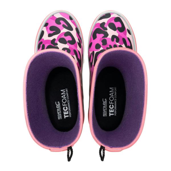 Regatta Childrens/Kids Mudplay III Leopard Print Wellington Boots - Pink Lemonade - 