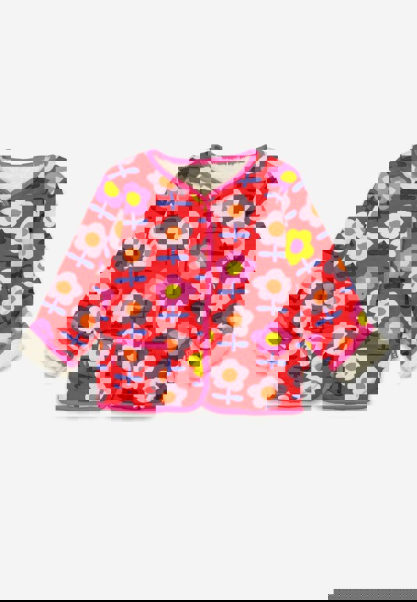 Organic Pink Flower Print Reversible Jacket - Toby Tiger