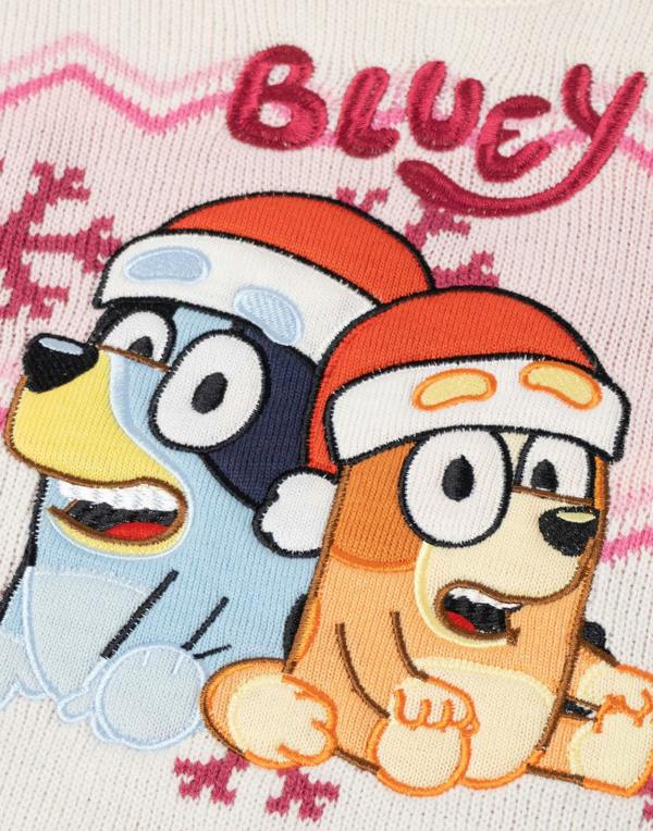 Bluey Girls Beige Character Christmas Jumper