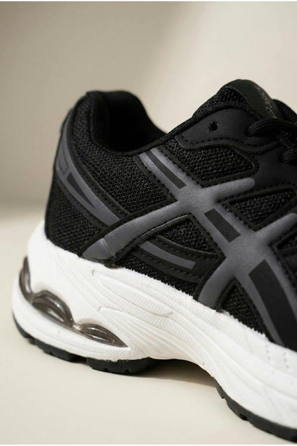 Constance Mixed Media Panelled Trainers - Black