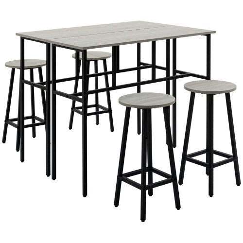 Wyld Haus Lura Rika Metal Grey 6 Piece Bar Dining Set With 4 Stools