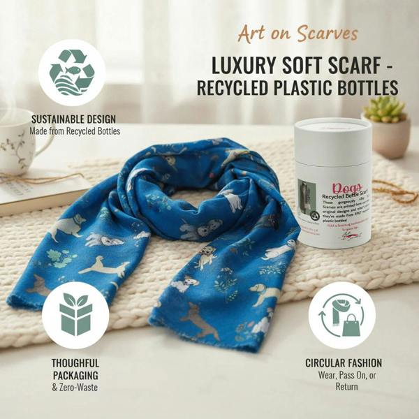 Art on Scarves Recycled Bottle Scarf - Dogs