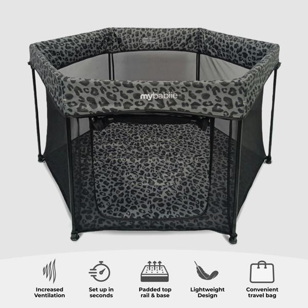 My Babiie Baby Playpen - Grey Leopard