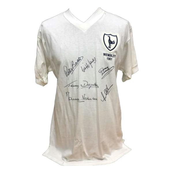 Unbranded Tottenham 1961 Double Winners shirt signed by 6. — Unframed