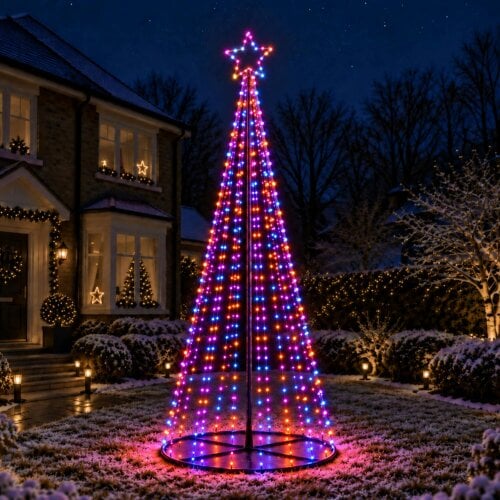 Samuel Alexander 3m Light up Christmas Pyramid Cone Tree with 997 Rainbow LEDs