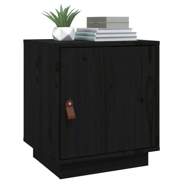 Berkfield Bedside Cabinet Black 40x34x45 cm Solid Wood Pine