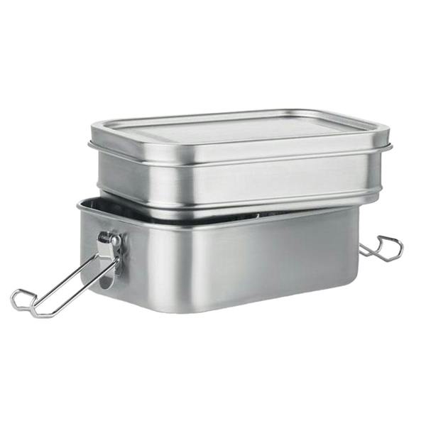 MidOcean Double Chan Stainless Steel Lunch Box - Matt Silver - 