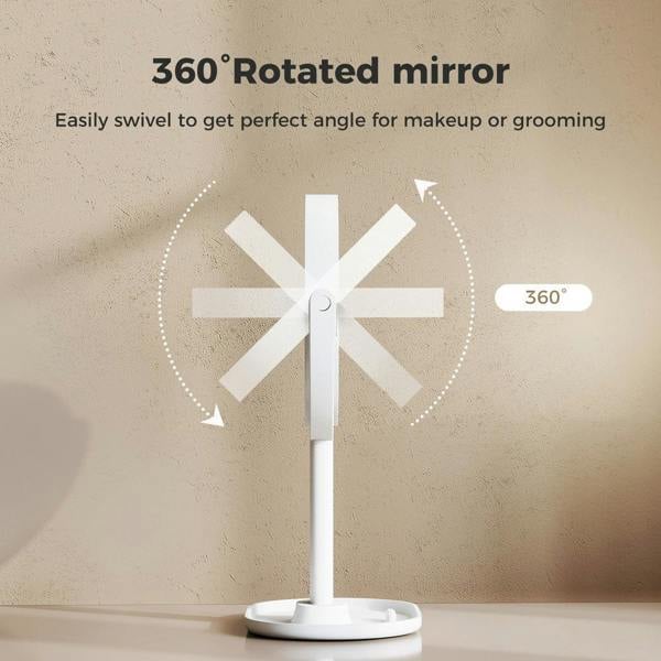 Emitto 10X Magnifying Makeup Mirror Round 360° Rotation LED Light Double Side