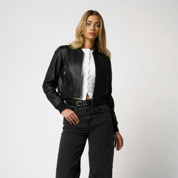 Barneys Originals Women's Cropped Bomber Jacket
