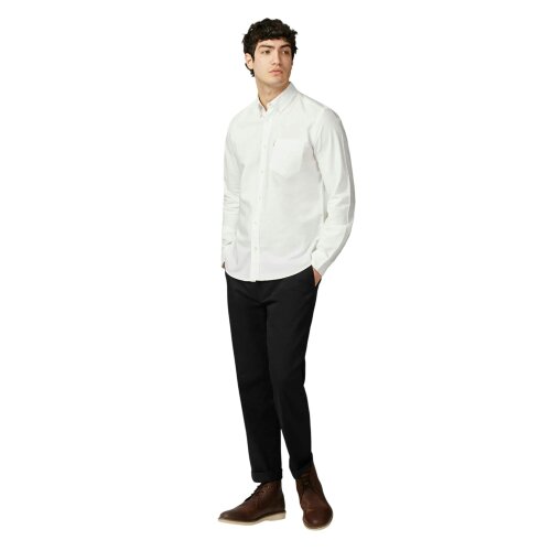 Ben Sherman Mens Signature Oxford Long-Sleeved Shirt - White