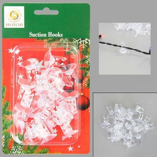 2.3cm Clear Mini Suction Cup Hooks, 25 Pack Plastic Holders for Festive Lights image 6