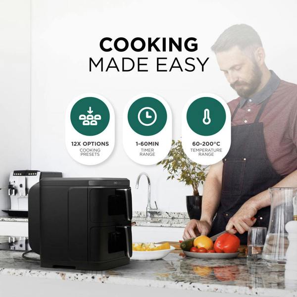 DMD Collective 11L Double Air Fryer with Dual Drawers and 12 Cooking Functions