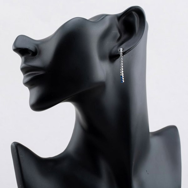 T. H. Baker Sterling Silver Rhodium Plated Two Colour Cubic Zirconia Drop Earrings 8.58.8559