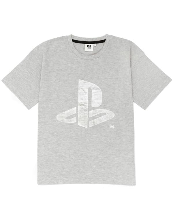 PlayStation Girls Grey White Logo Controller Symbols Short Sleeve Long Leg Pyjama Set