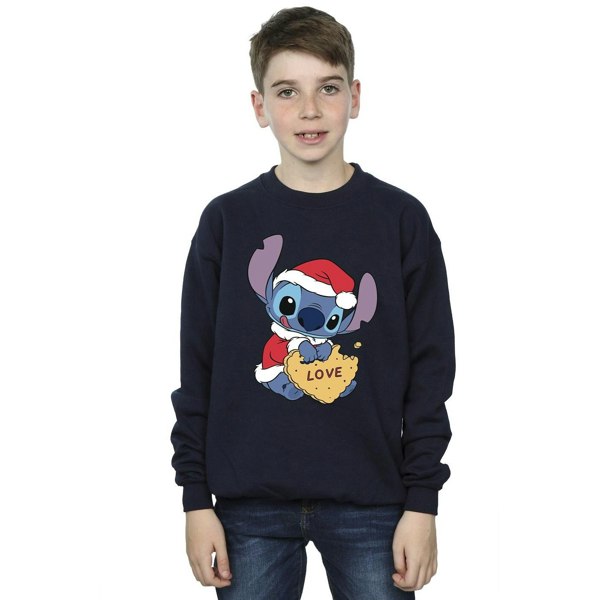 Disney Boys Lilo And Stitch Christmas Love Biscuit Sweatshirt - Navy Blue