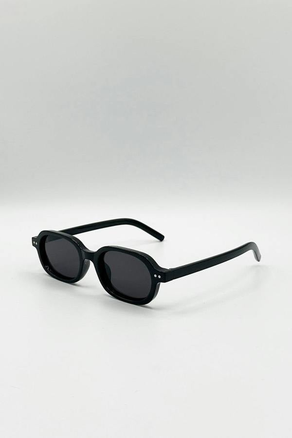 SVNX Retro Rounded Square Sunglasses In Black