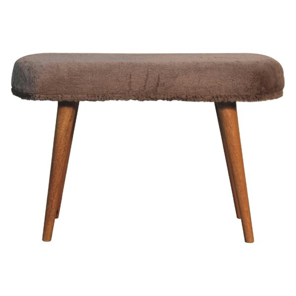 Wyld Haus Rome Faux Fur Fabric Bench Mango Wood Legs