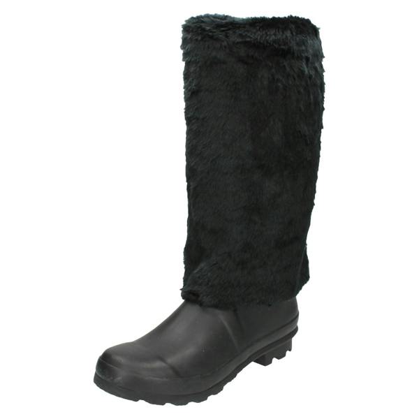 Spot On Ladies Spot On Flat Fur Upper Wellington Boots