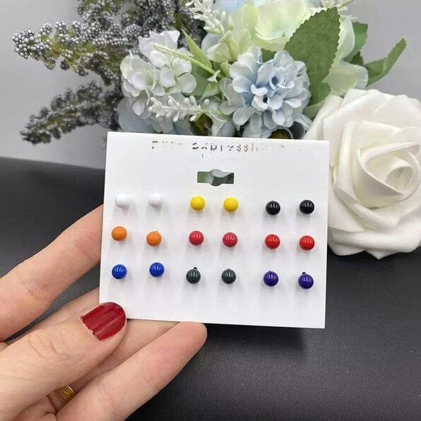 The Colourful Aura Multicolour Shine Unisex Round Ball Minimalist Summer Everyday Studs Earrings