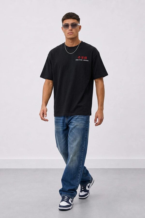 London Attitude Japanese Crane Oversized Heavyweight T-Shirt