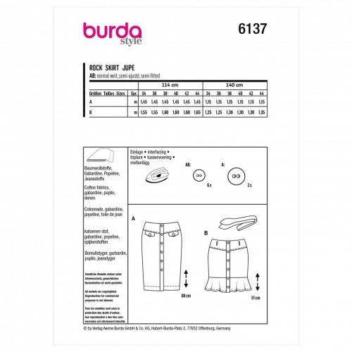 Burda Sewing Pattern 6137 Skirts For Women, 34 to 44 - Easy