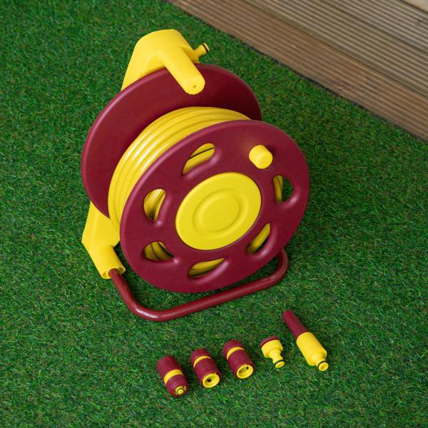 Samuel Alexander 15m Pro Wall Mounted Garden Hose Pipe with Spray Nozzle & Storage Reel