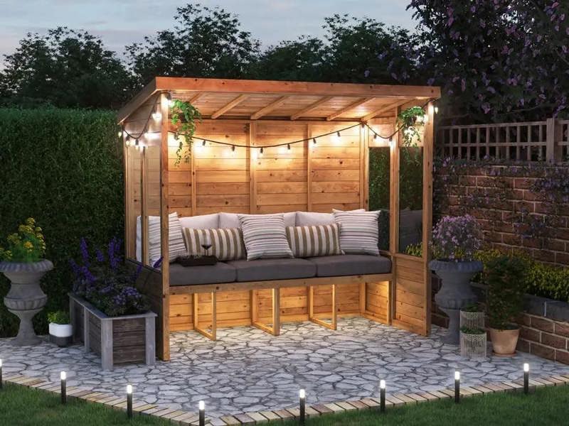 Dunster House Garden Arbour With Glazed Panels, W2.4m x D1.2m / W8' x D4', Pressure Treated, Apocallipo
