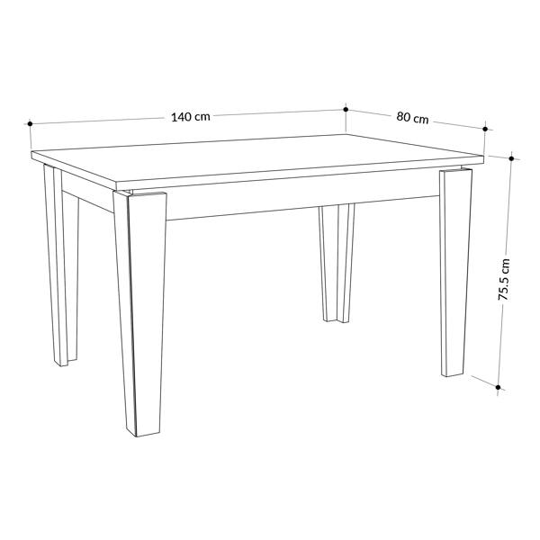 Decortie Tolmen Dining Table Rectangular Extendable Table Up to 6 Seater Contemporary Kitchen Table 140Wcm Living Room, Anthracite