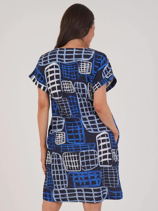 VIZ-A-VIZ Abstract Grid Print Dress
