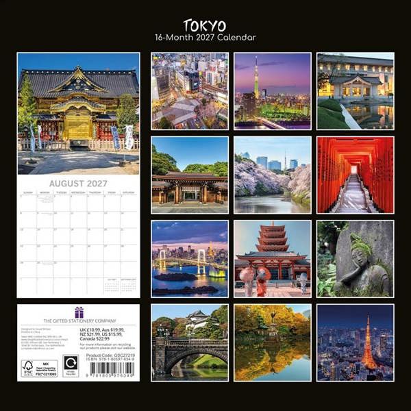 Tokyo Calendar 2027, Wall Calendars, Month To View, Travel, Gift