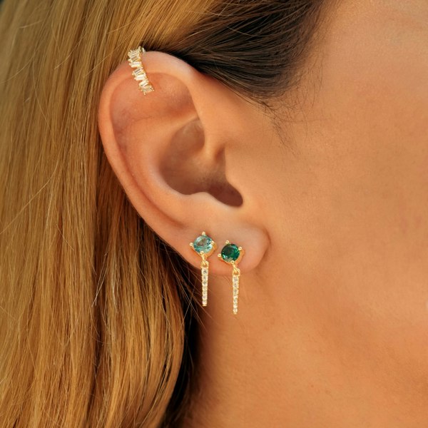 Spero London Sterling Silver Green Gemstone Spike Charm Sodalite Single Earring