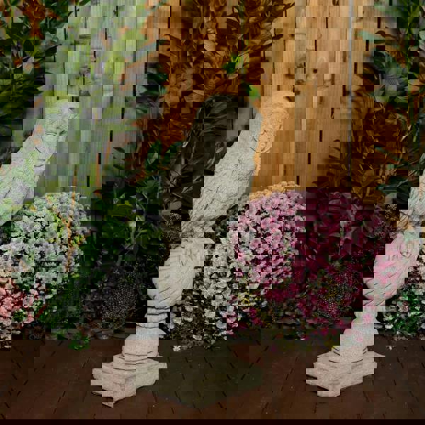 Stone Cast Owl on Post Garden Bird Statues