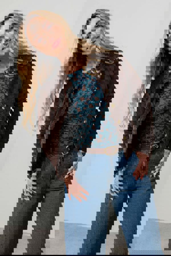 Lily & Me Rene Stretch Jumbo Cord Jacket Chocolate