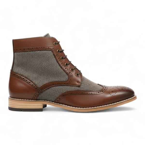 Dolcetto Men's Brown Wingtip Brogue Ankle Dress Chukka Boots
