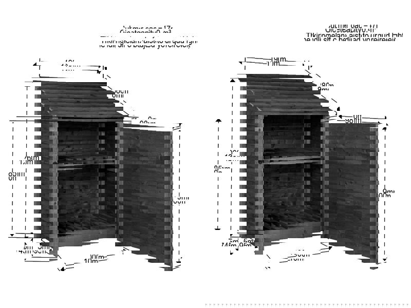 Arbor Garden Solutions Wooden Log Store with Door and Shelf W-119cm, H-126cm Or 180cm, D-88cm