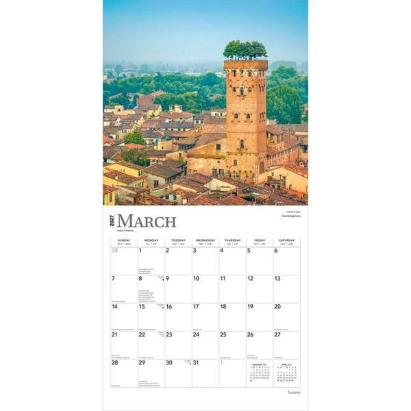 Tuscany Calendar 2027, Wall Calendars, Month To View, Travel, Gift