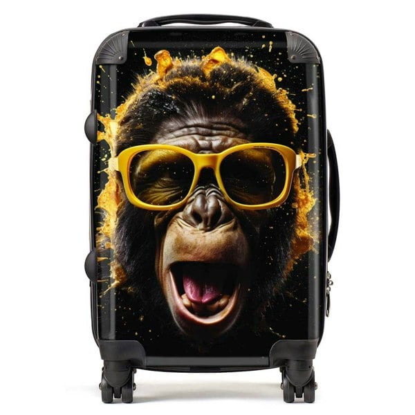 Warren Reed Splashart Monkey Face With Yellow Glasses Suitcase