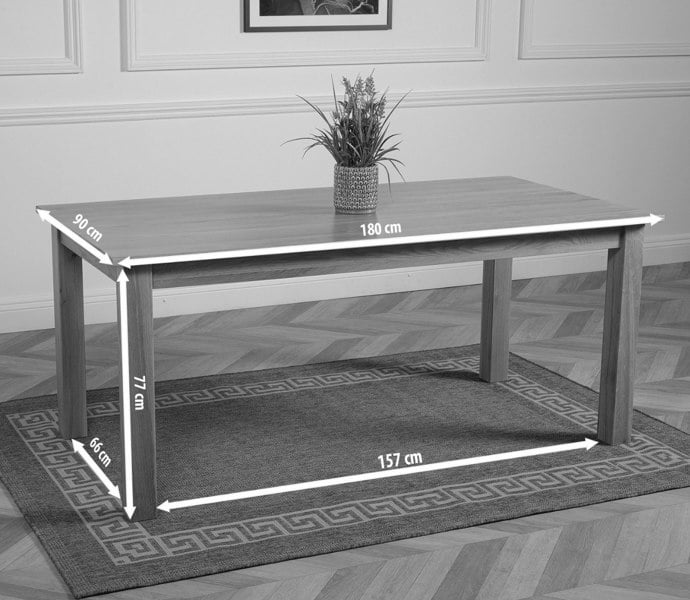 That's Furniture Oslo Minimalist Solid Oak Dining Table - 180cm