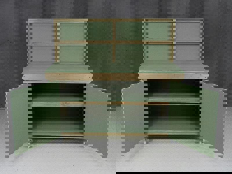 Arbor Garden Solutions Wooden UniMDF Moisture Resistant Workbench With Lockable Cupboard (V.9) With Back panel, Wheels, Double shelf