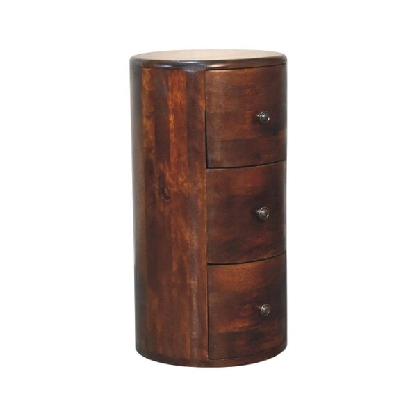 Wyld Haus Sorrento Chestnut Mango Wood Drum Chest of 3 Drawers