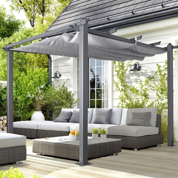 Oseasons Acorn Aluminium 3m Square Pergola Gazebo in Grey