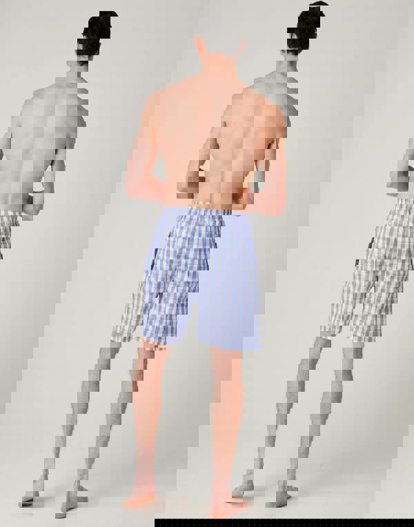 British Boxers Men's Crisp Cotton Sleep Shorts – Schoolhouse Blue Gingham