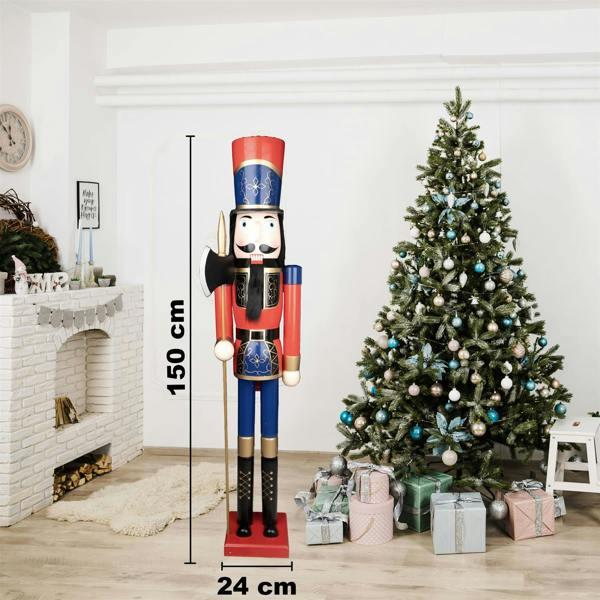 150cm Wooden Christmas Nutcracker Soldier Standing Ornament for Indoor Festive Display image 4