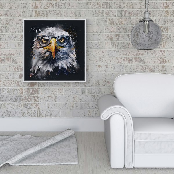 Warren Reed Eagle In Glasses Splash Art Framed Canvas