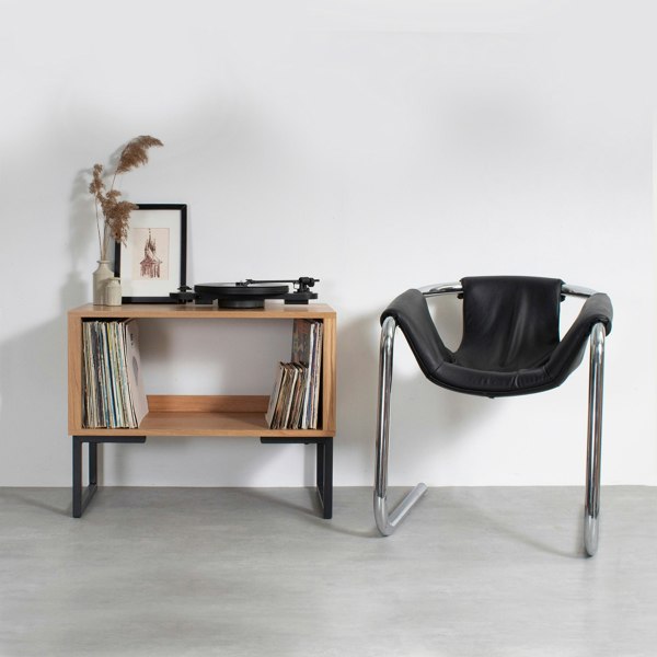 The Urban Editions Stanton Vinyl Storage cabinet on Square Legs