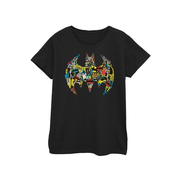 DC Comics Womens/Ladies Batman Batgirl Logo Collage Cotton T-Shirt - Black