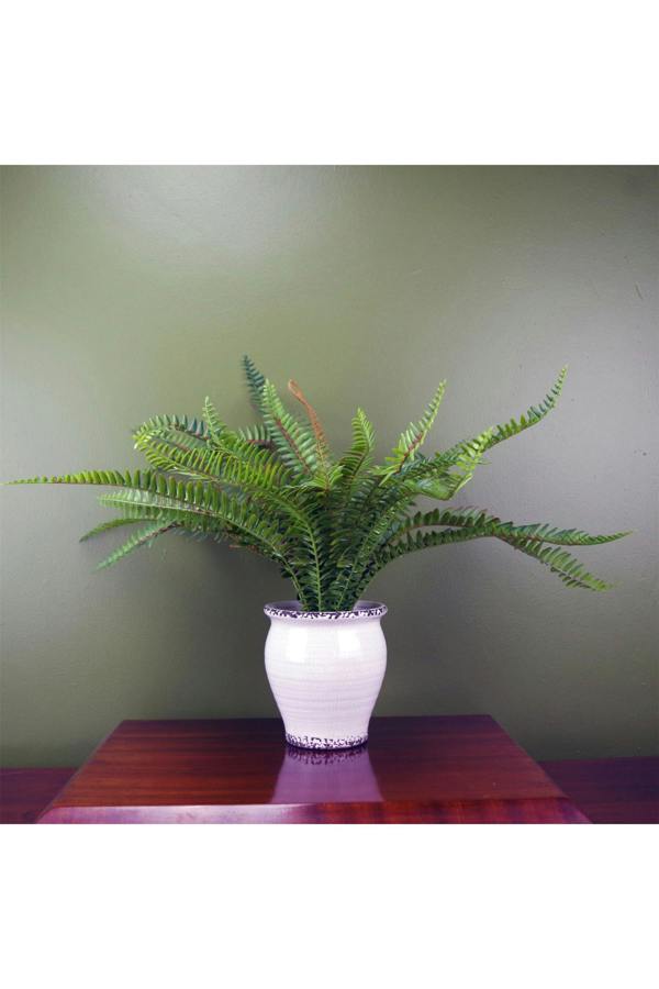 Dyzi 40cm Artificial Bushy Fern in Decorative Ceramic Vase